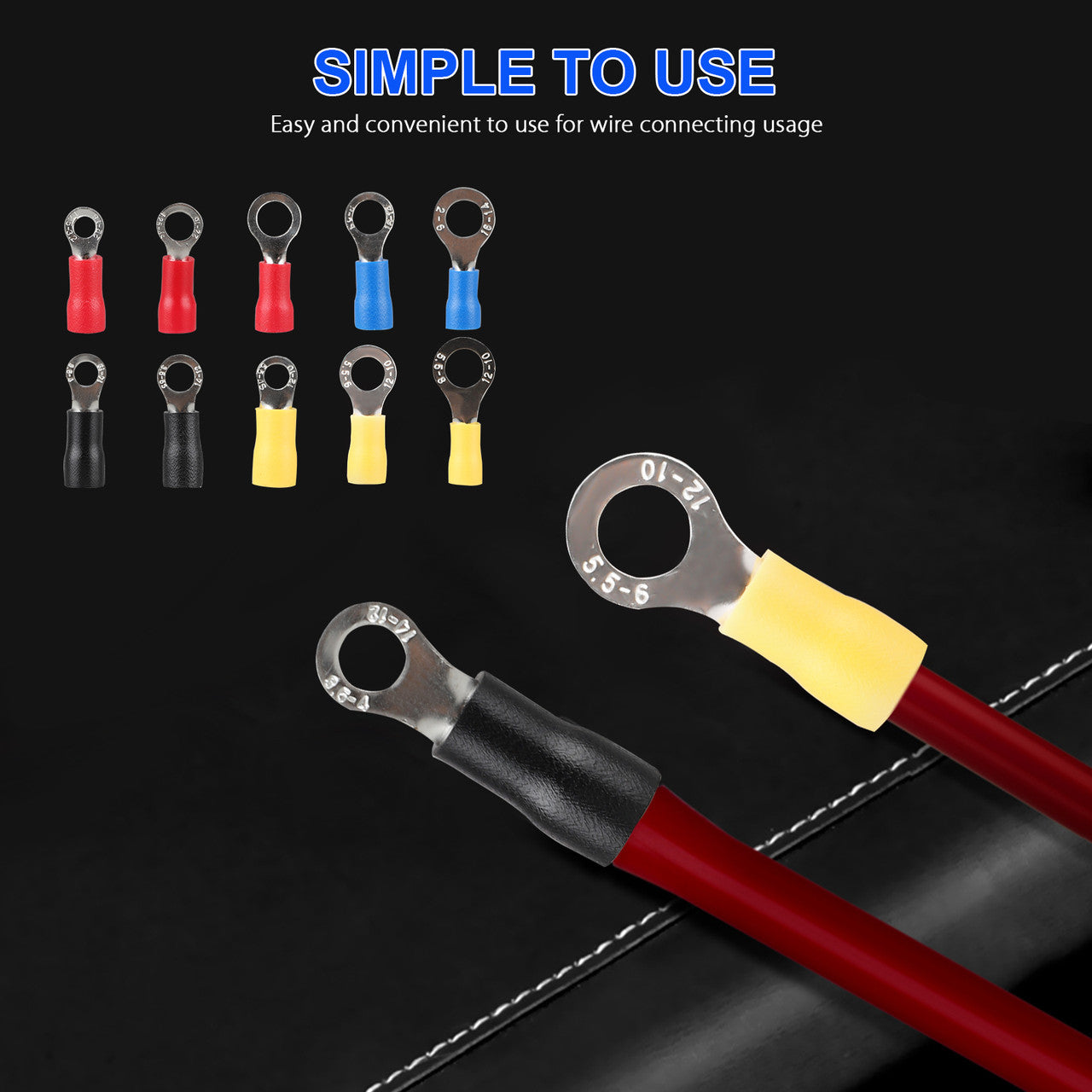 Heat Shrink Wire Connector Kit Electrical Insulated Crimp Marine Automotive Terminals Set, Ring Fork Hook Spade Butt Splices, 102 PCS