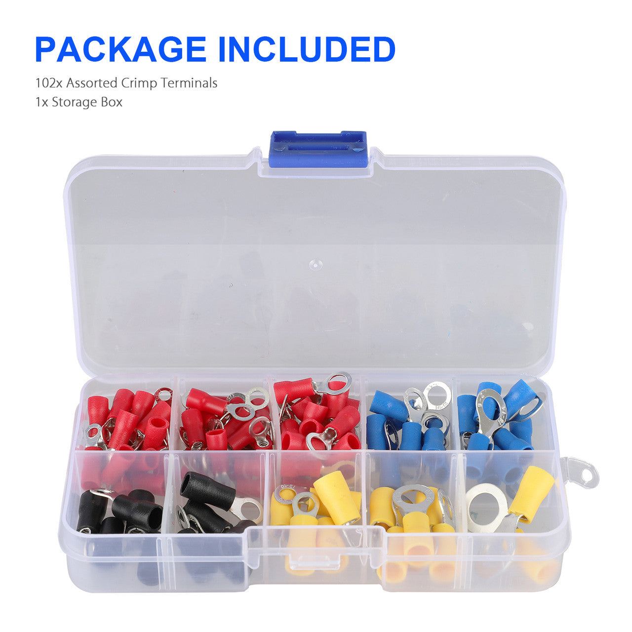 Heat Shrink Wire Connector Kit Electrical Insulated Crimp Marine Automotive Terminals Set, Ring Fork Hook Spade Butt Splices, 102 PCS