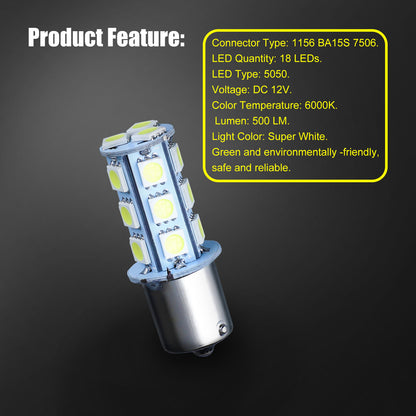 6000K White 18 SMD LED 1156 1141 1259 1459 1619 5007 5008 7506 RV Camper Trailer Interior Light Bulb, 20Pcs