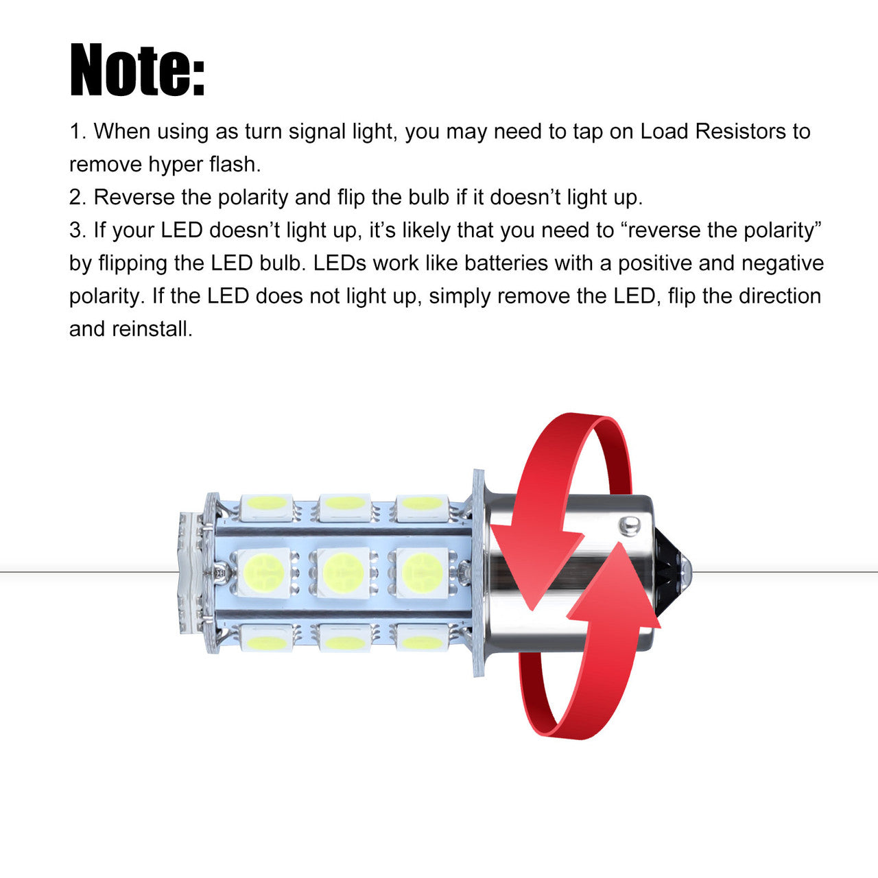 6000K White 18 SMD LED 1156 1141 1259 1459 1619 5007 5008 7506 RV Camper Trailer Interior Light Bulb, 20Pcs