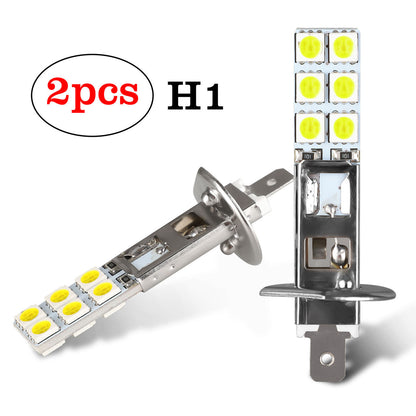 H1 LED Fog Light, 2 Pcs H1 5050-12SMD Auto Car Headlight Daytime Running Light/DRL Bulb, 6000K 1800LM White Super Bright Fog Light Conversion Kit