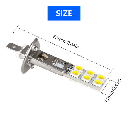 H1 LED Fog Light, 2 Pcs H1 5050-12SMD Auto Car Headlight Daytime Running Light/DRL Bulb, 6000K 1800LM White Super Bright Fog Light Conversion Kit