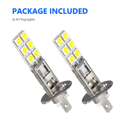 H1 LED Fog Light, 2 Pcs H1 5050-12SMD Auto Car Headlight Daytime Running Light/DRL Bulb, 6000K 1800LM White Super Bright Fog Light Conversion Kit