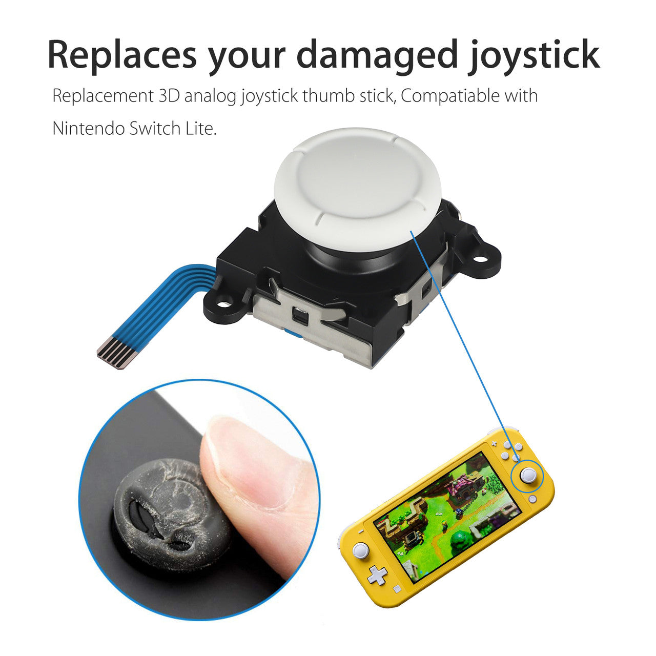 Joystick Switch Controller Replacement, Joystick Repair Tool Parts Compatible With Nintendo Switch Joycon Controller, Joystick Analog Thumb Stick, Include Screwdrivers, Thumbstick Caps