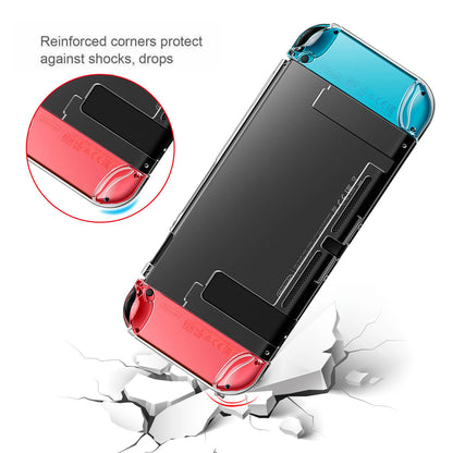 Clear Cover Case for Nintendo Switch, Dockable Protective Case + Glass Screen Protector + 8 Thumb Grip Cover Caps Accessories Fit for Nintendo Switch and Joy-Con, Anti-scratch Switch Accessories Kit