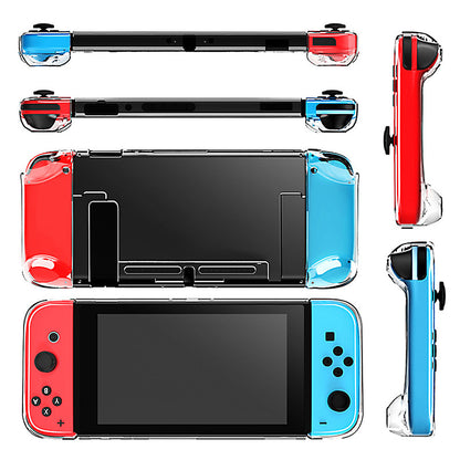 Clear Cover Case for Nintendo Switch, Dockable Protective Case + Glass Screen Protector + 8 Thumb Grip Cover Caps Accessories Fit for Nintendo Switch and Joy-Con, Anti-scratch Switch Accessories Kit