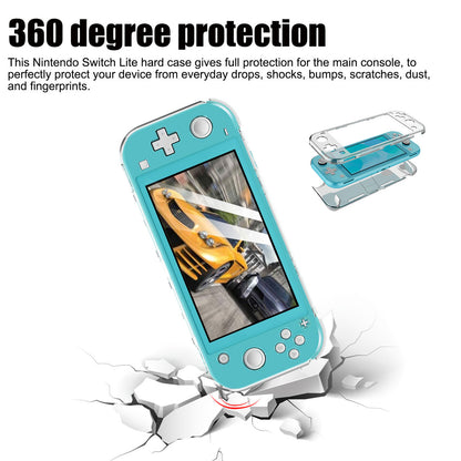 Case for Nintendo Switch Lite 2019, Transparent Clear Grip Cover Protective Accessories fit for Nintendo Switch Lite with Kickstand, 2x Tempered Glass Screen Protector and 6x Thumb Caps Included