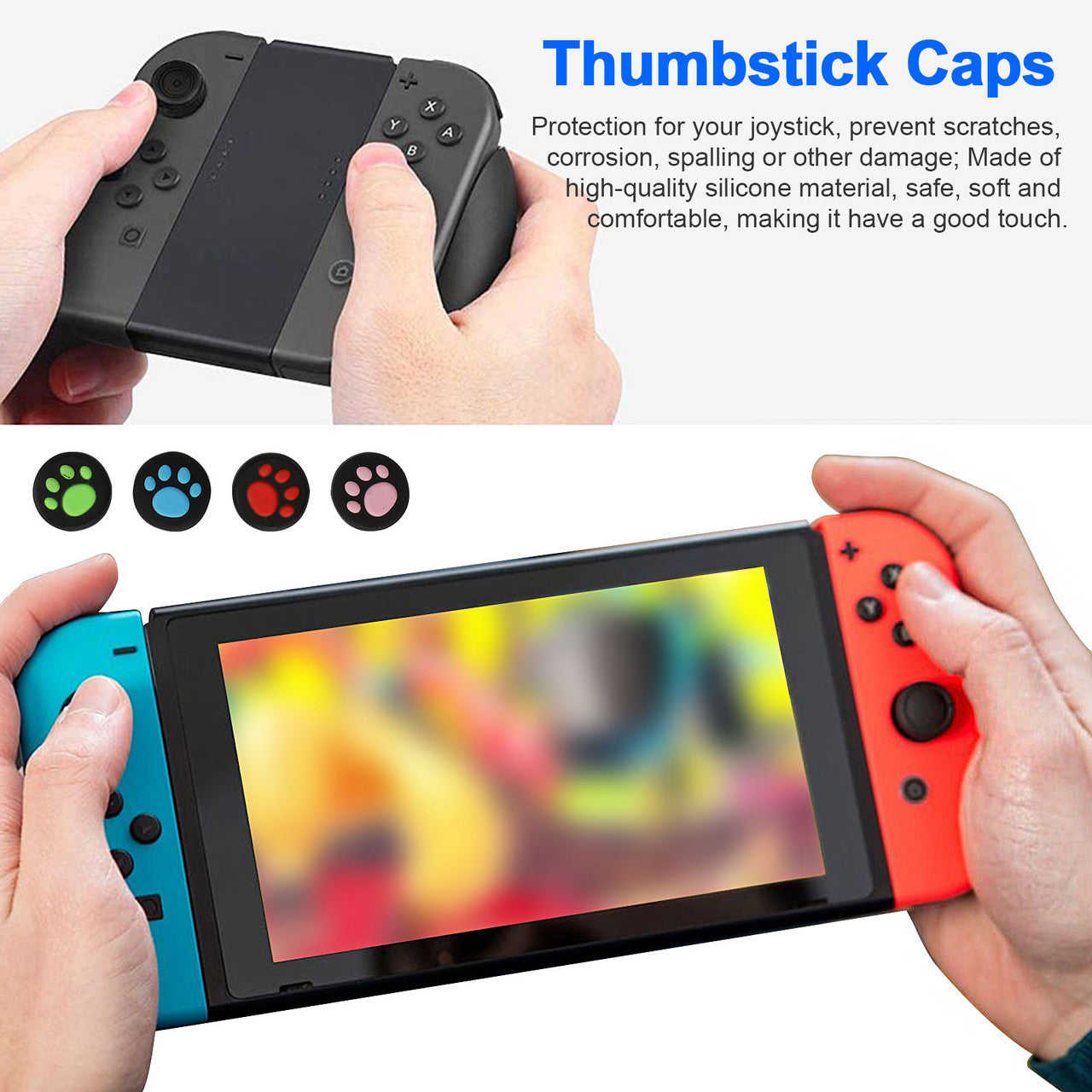 3D Replacement Joystick Analog Thumb Stick for Switch Joy-Con Controller - Switch Replacement Part Repair Kit, Thumbstick Caps / Metal Buckles and Screwdriver Pry Repair Tools for Nintendo Joycons