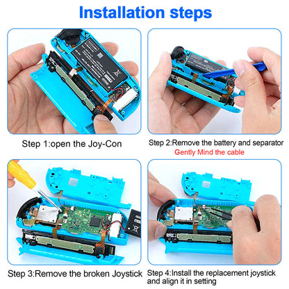 3D Replacement Joystick Analog Thumb Stick for Switch Joy-Con Controller - Switch Replacement Part Repair Kit, Thumbstick Caps / Metal Buckles and Screwdriver Pry Repair Tools for Nintendo Joycons