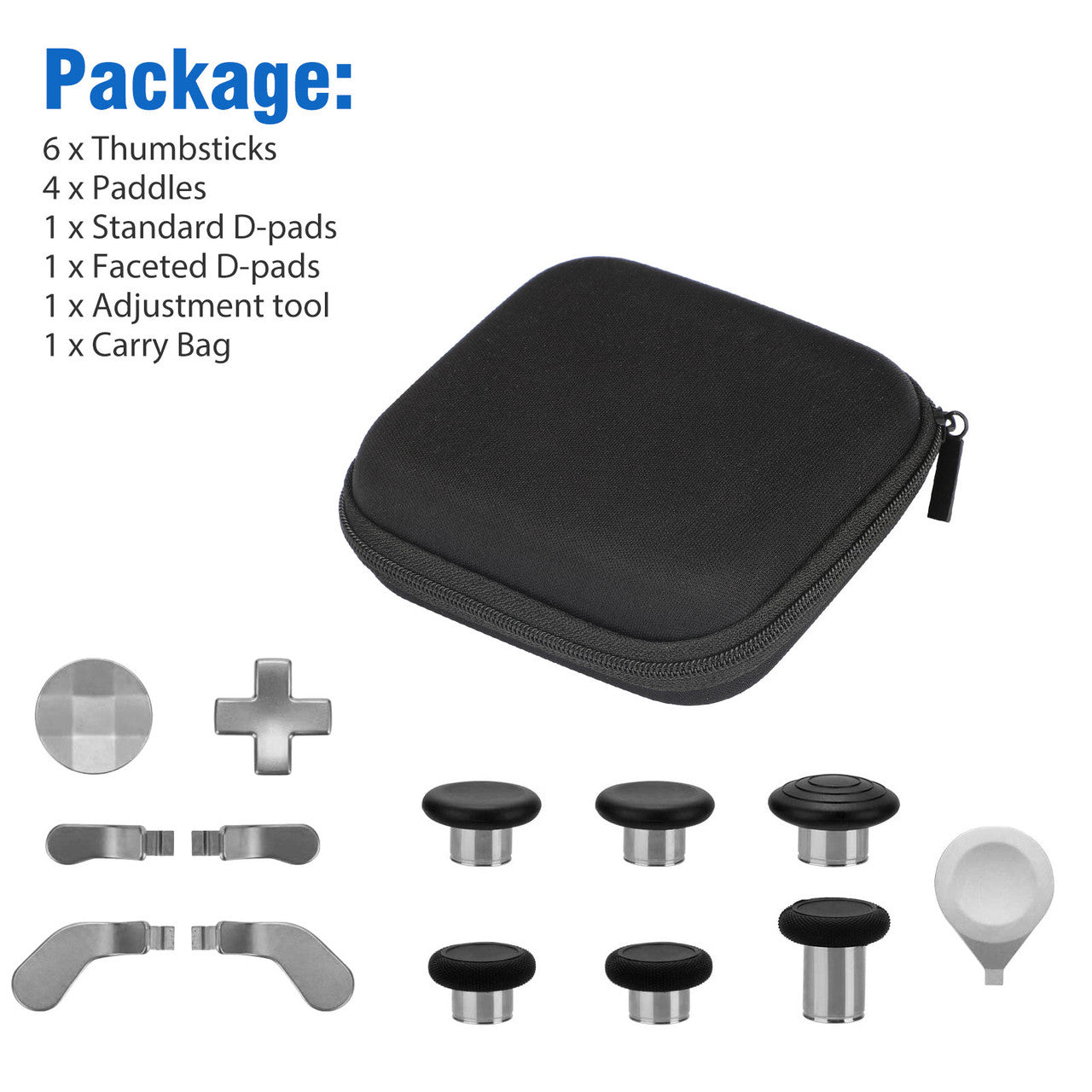 Storage Bag Kit for Xbox One Controller with Paddles, D-Pad, and Thumbstick