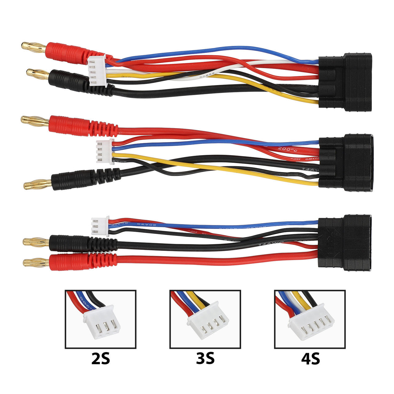 Battery Harness 4mm Bullet Connector, 4mm Banana/Bullet to Traxxas ID Male Plug Connector, 3S