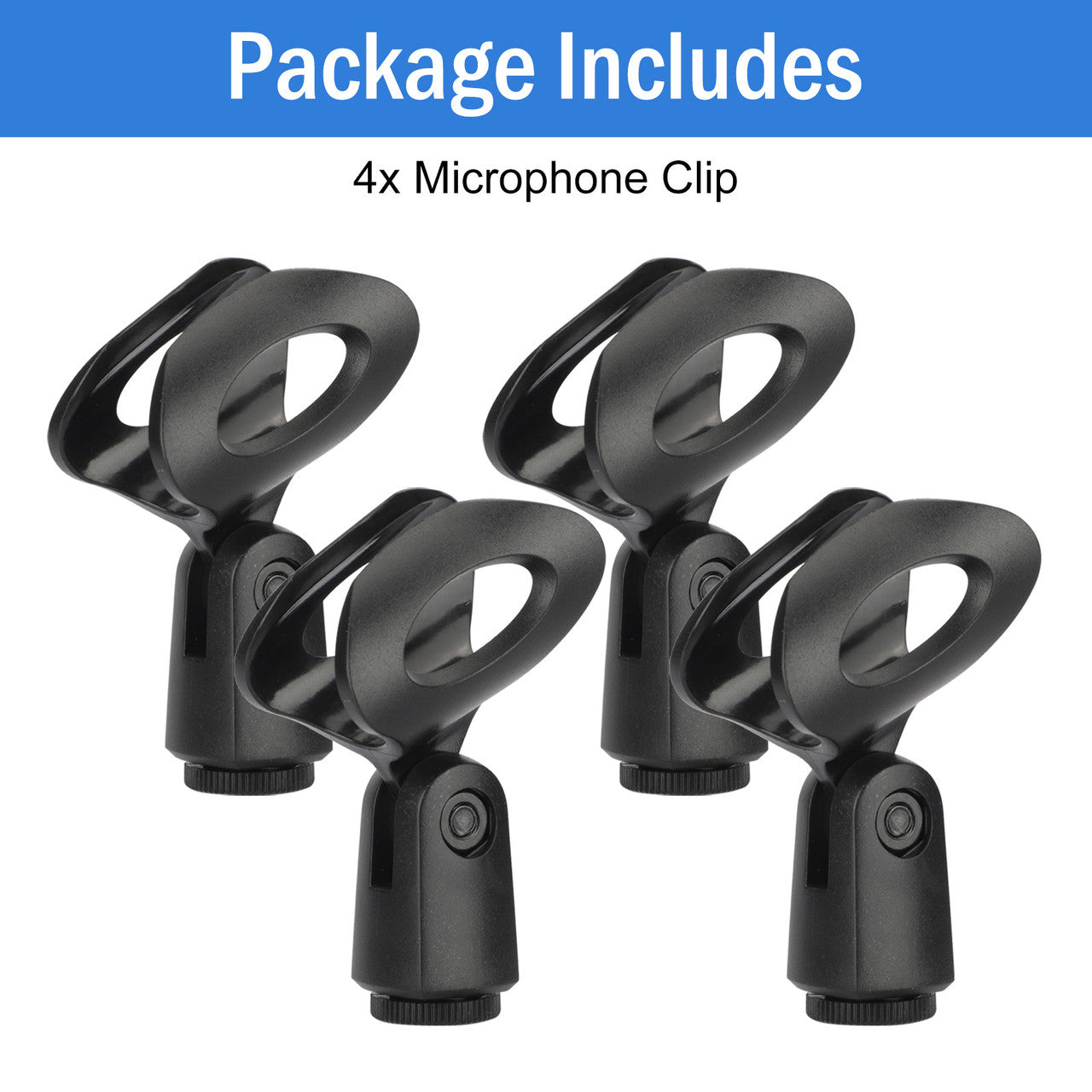 Microphone Clip with Male to Female Nut Adapters, Universal for All Handheld Transmitters, 4-pack