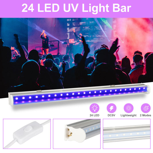 4W Blacklight Bar USB Portable T5 UV Blacklight Tube for Poster Birthday Wedding Party Christmas