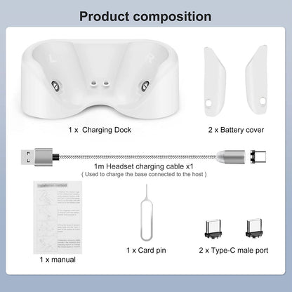 Magnetic Charging Station Fit for Oculus Quest 2 - VR Headset and Touch Controllers, Fast Charging Dock with Charging Cable (Gray)