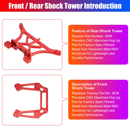 Metal Full Set RC Car Parts that Offer Lightweight Performance,For 1/10 Traxxas Slash 2WD, Red