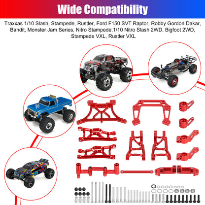 Metal Full Set RC Car Parts that Offer Lightweight Performance,For 1/10 Traxxas Slash 2WD, Red