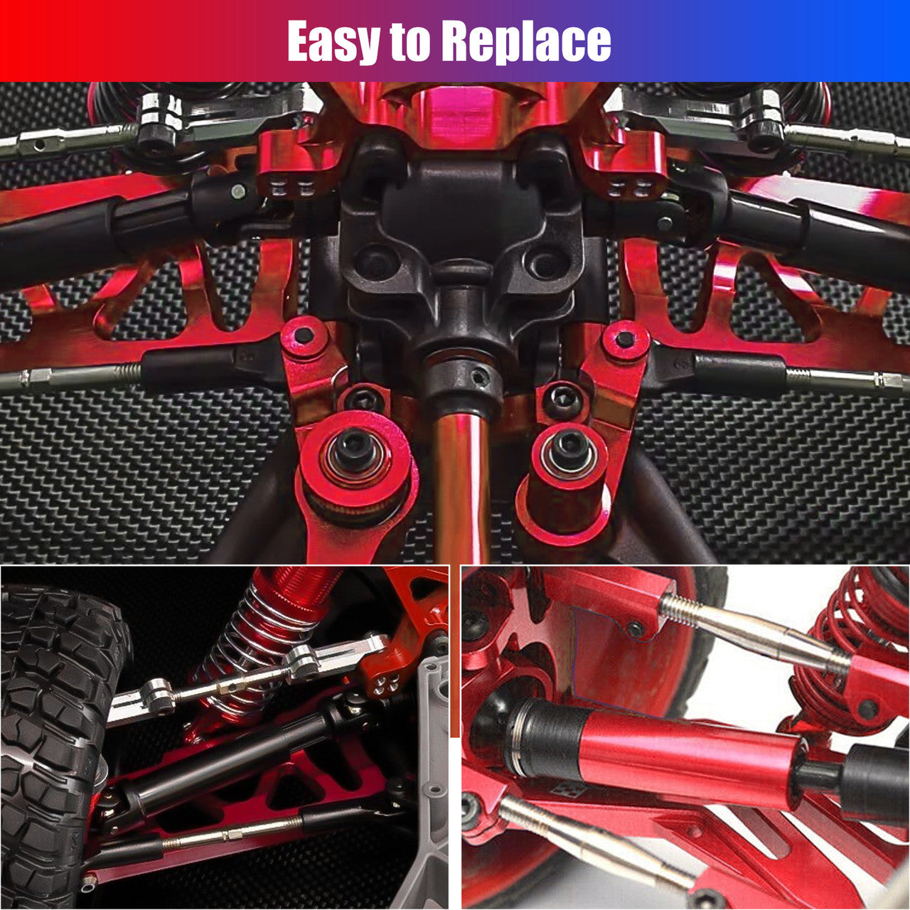 Metal Full Set RC Car Parts that Offer Lightweight Performance,For 1/10 Traxxas Slash 2WD, Red