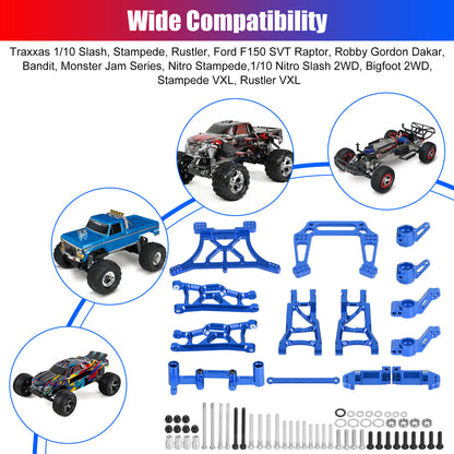 Metal Full Set RC Car Parts that Offer Lightweight Performance,For 1/10 Traxxas Slash 2WD, Blue