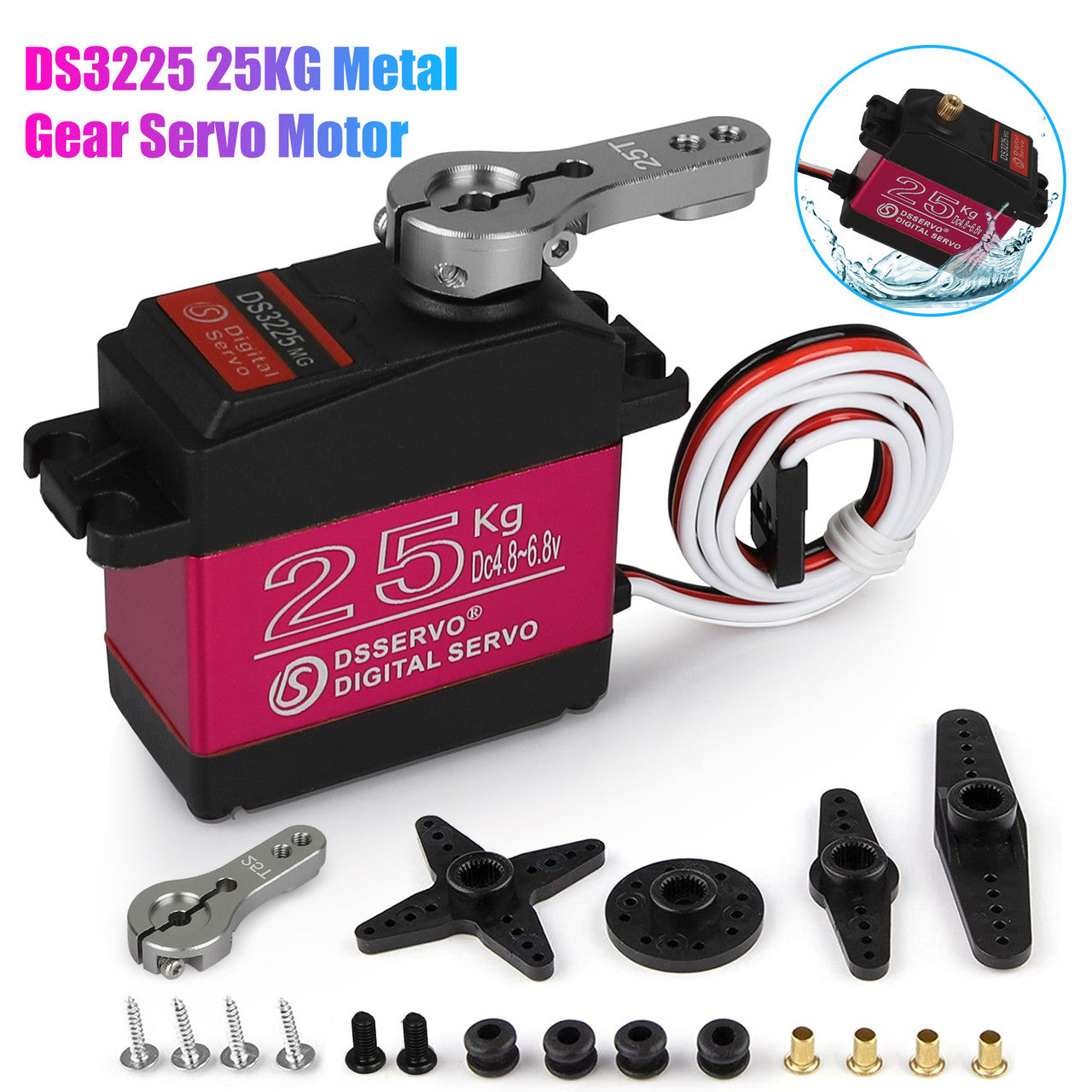 DS3225 25KG High Torque Metal Gear Servo Motor, Tailored for RC Cars for Better Accuracy