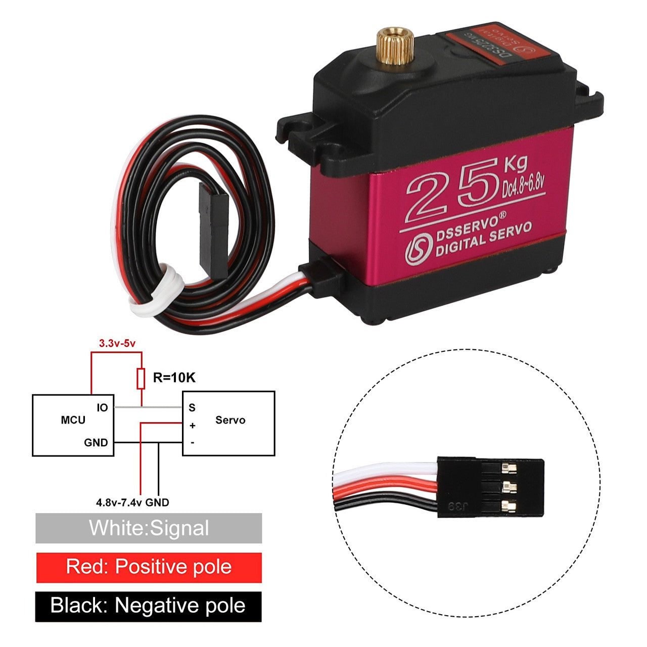 DS3225 25KG High Torque Metal Gear Servo Motor, Tailored for RC Cars for Better Accuracy
