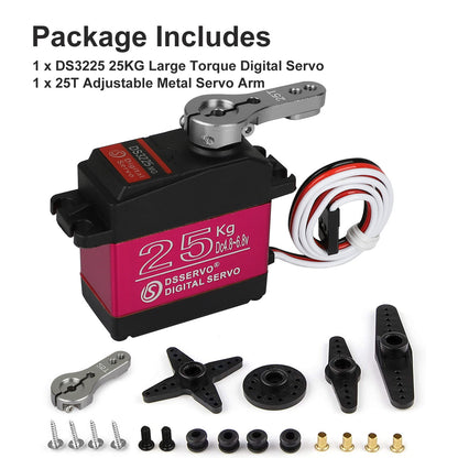 DS3225 25KG High Torque Metal Gear Servo Motor, Tailored for RC Cars for Better Accuracy