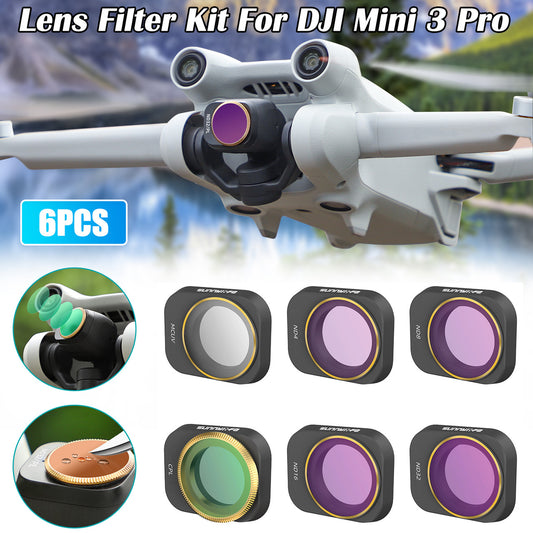 6 Packs Drone Camera Lens Filter Kit for DJI Mini 3 Pro-Drone Accessories Ultra-MCUV CPL PL ND4 ND8 ND16 ND32 (Hybrid Filter Set)