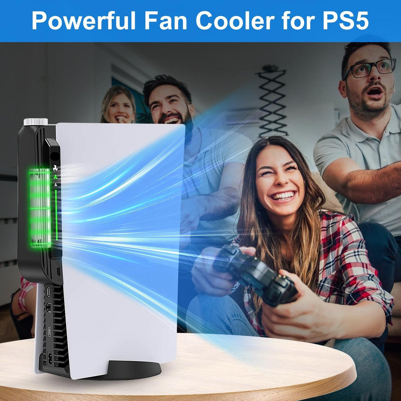 Improved Cooling Fan for PS5 Console - Upgraded Centrifugal Fan for Playstation 5 Quiet Cooler Accessories for PS5 with USB Port, 3-Speed Adjustable with Led Indicator (Black)