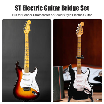 6 String Guitar Tremolo Bridge with Whammy Bar- for Fender Strat Squier Style Electric Guitar Chrome or Squier Style Electric Guitar