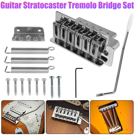 6 String Guitar Tremolo Bridge with Whammy Bar- for Fender Strat Squier Style Electric Guitar Chrome or Squier Style Electric Guitar