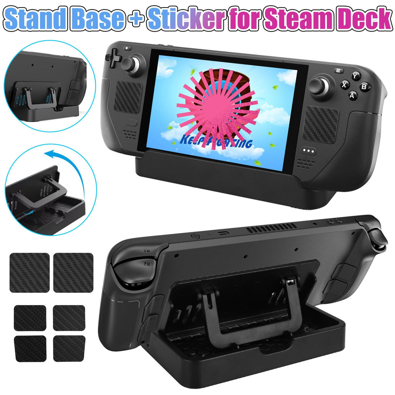 Kick Stand and Stickder Upgrades for Steam Deck - Upgraded Adjustable Foldable Stand Holder Compatible With  Steam Deck Console