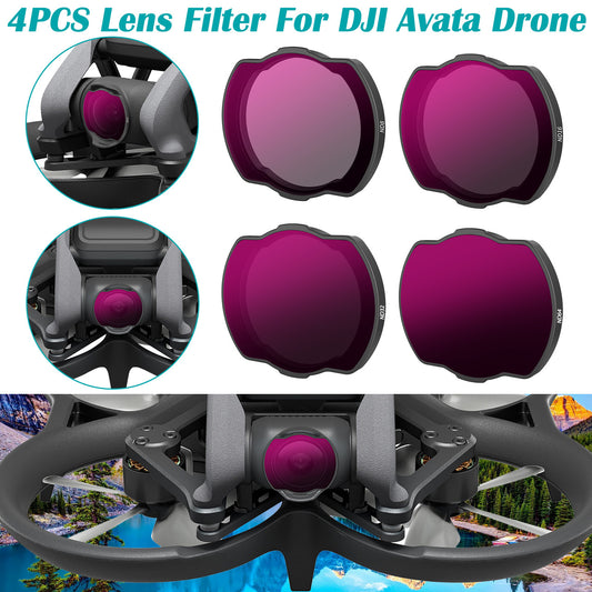 4 Packs Lens Filter for Dji Avata Drone - Multicoating Optical Glass Waterproof Filter Types ND8 ND16 ND32 ND64