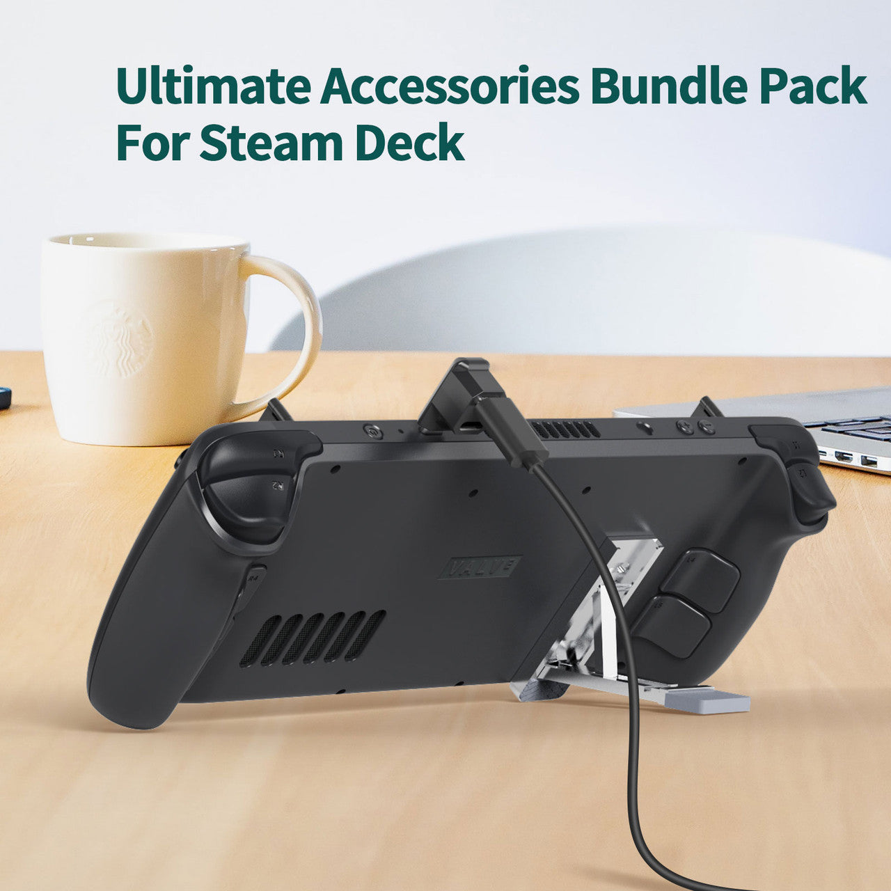 4 Packs Rocker Cap Plus Kick Stand for Steam Deck - Anti-dust Cover Dustproof Plug For Type-c Adapter Accessory Bundle Kit