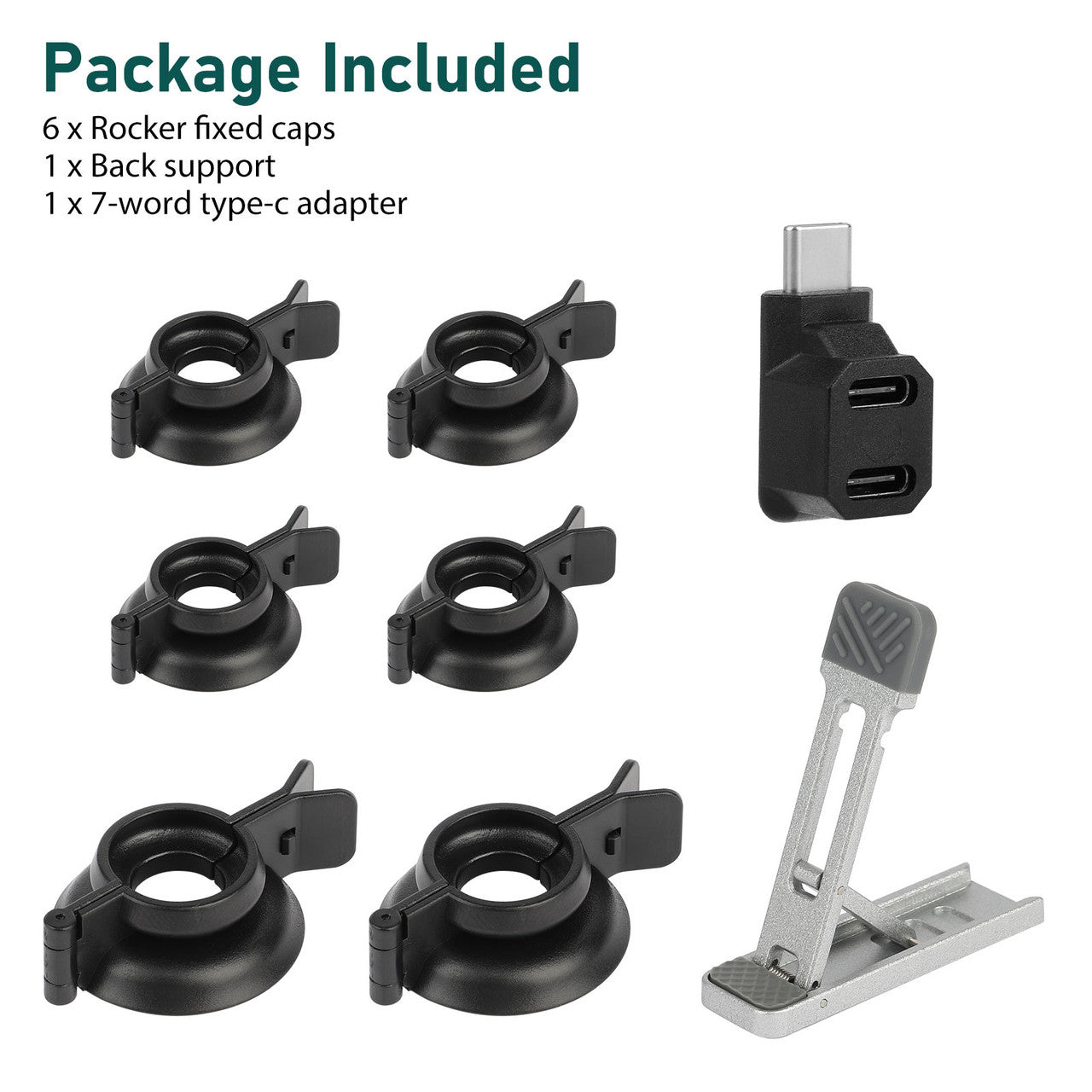 4 Packs Rocker Cap Plus Kick Stand for Steam Deck - Anti-dust Cover Dustproof Plug For Type-c Adapter Accessory Bundle Kit