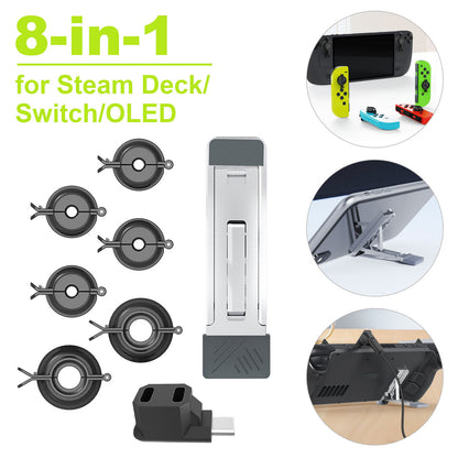 4 Packs Rocker Cap Plus Kick Stand for Steam Deck - Anti-dust Cover Dustproof Plug For Type-c Adapter Accessory Bundle Kit