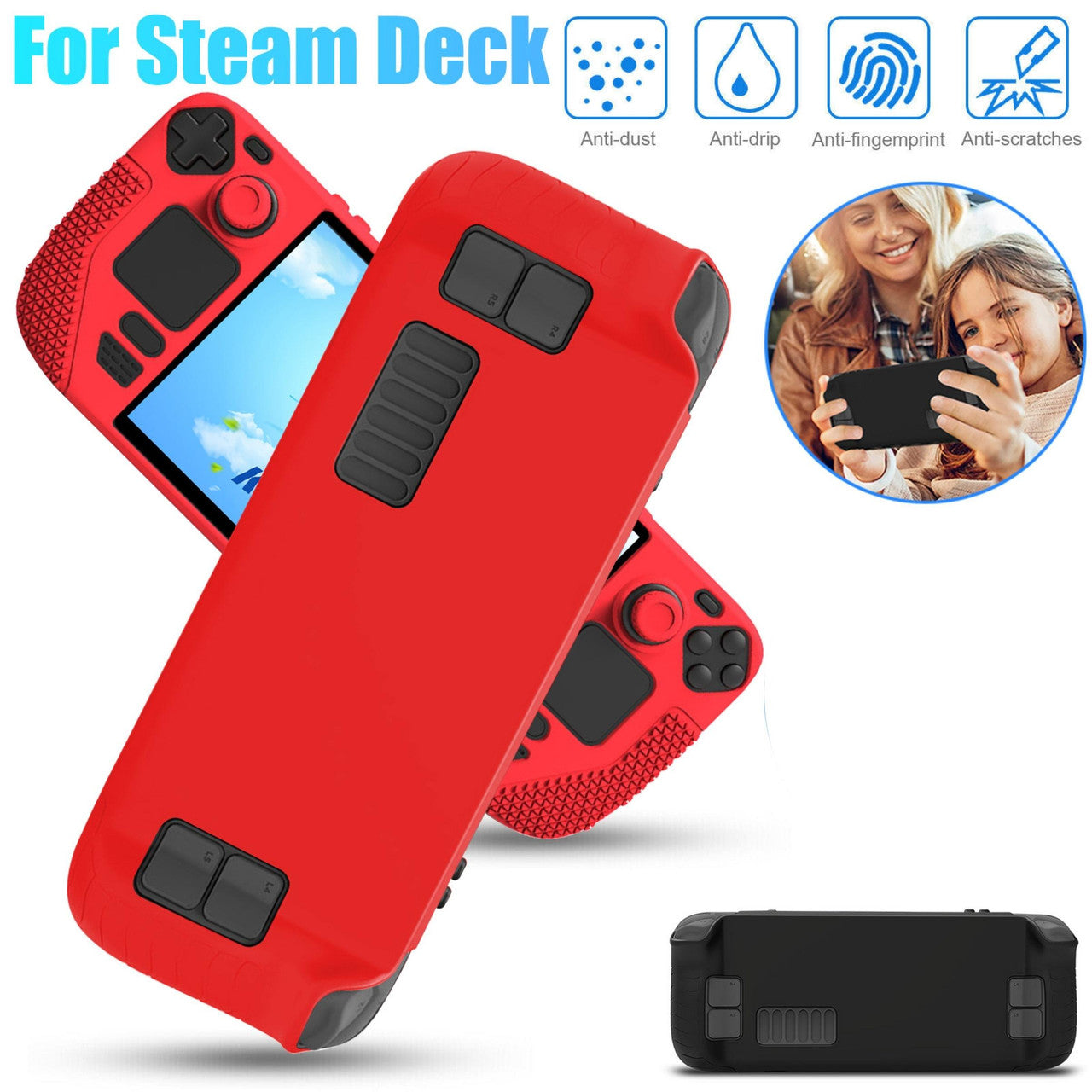 Silicone Dust Plugs Set for Steam Deck Console - Antidust Cover Dustproof Plug for Steam / Switch Ns Oled/Lite Deck Host Protection (Black)