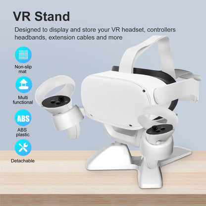 VR Stand Compatible - For Quest 2, Quest, Rift, Rift S, Valve Index Headsets & Touch Controllers (White)