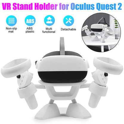 VR Stand Compatible - For Quest 2, Quest, Rift, Rift S, Valve Index Headsets & Touch Controllers (White)