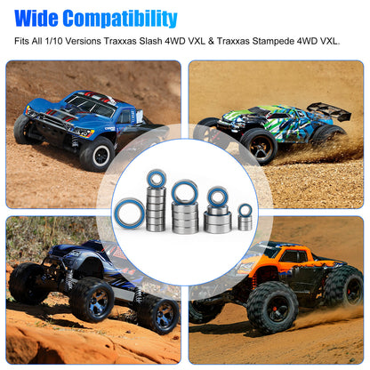21 Pcs 4WD Bearings - For Traxxas Slash Rustler Stampede Wheel Hub Ball Bearings Traxxas Stampede and Traxxas Slash 4x4 (Blue)