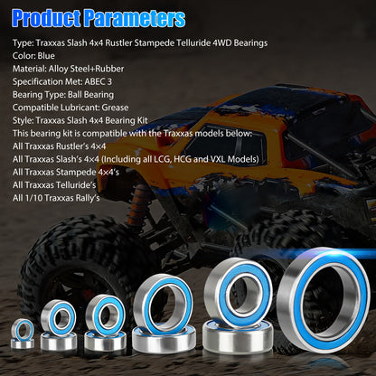 21 Pcs 4WD Bearings - For Traxxas Slash Rustler Stampede Wheel Hub Ball Bearings Traxxas Stampede and Traxxas Slash 4x4 (Blue)