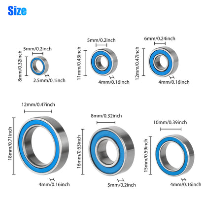 21 Pcs 4WD Bearings - For Traxxas Slash Rustler Stampede Wheel Hub Ball Bearings Traxxas Stampede and Traxxas Slash 4x4 (Blue)