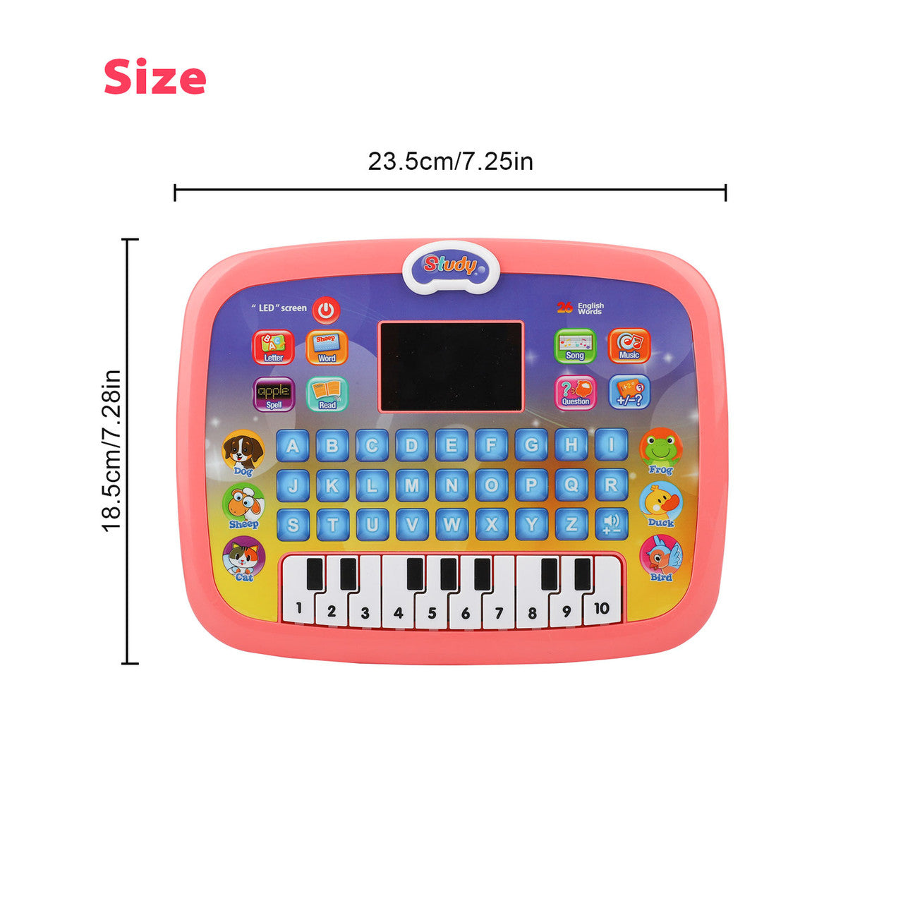 Educational Learning Toys - With LED Light Music learn letters A-Z read the 26 letters numbers 1-10 and learn and spell the relevant words