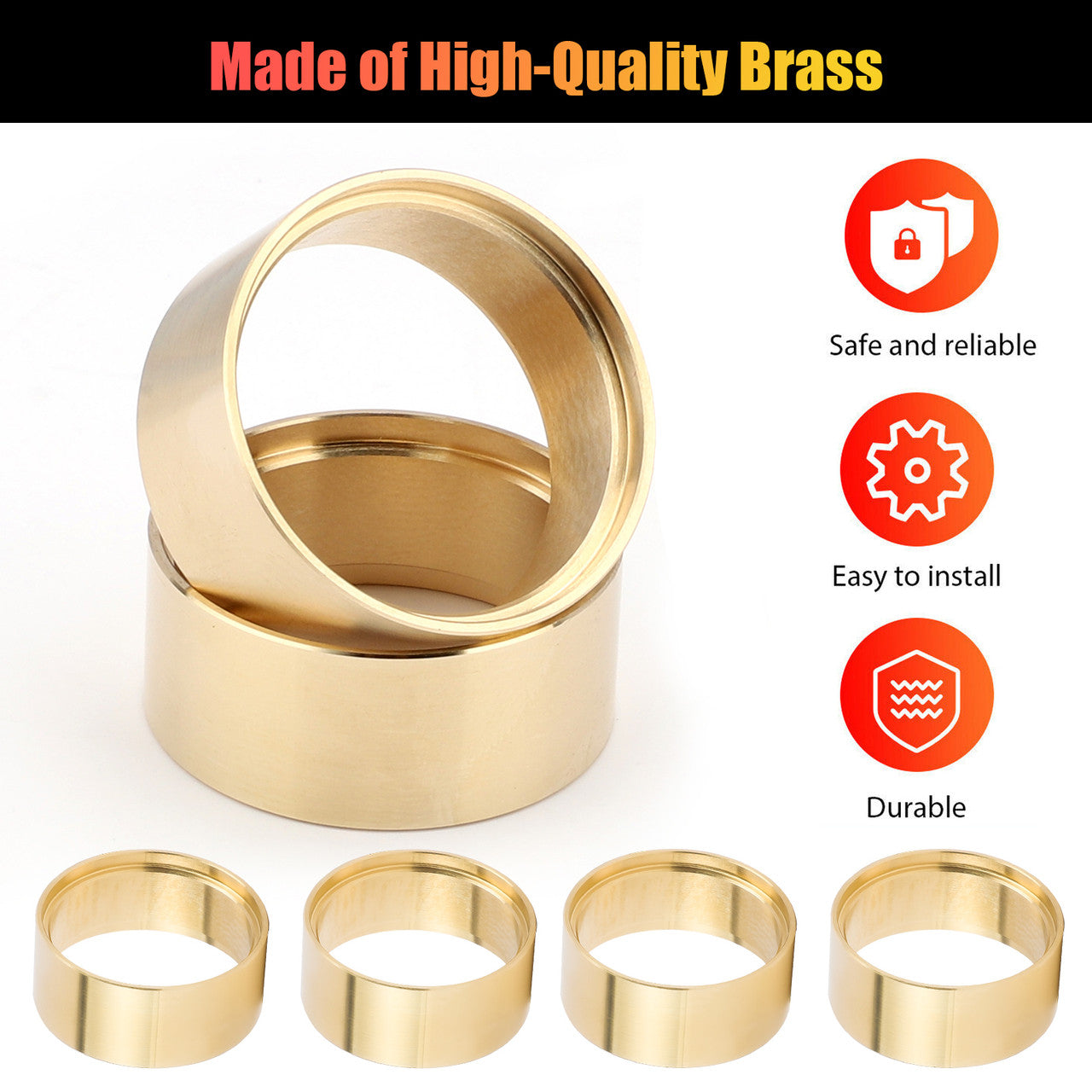 Brass Internal Beadlock Clamp Rings - Perfect upgrade Parts Suit for 1/18 TRX4M 1/24 RC Crawler Axial SCX24 Car (Gold)