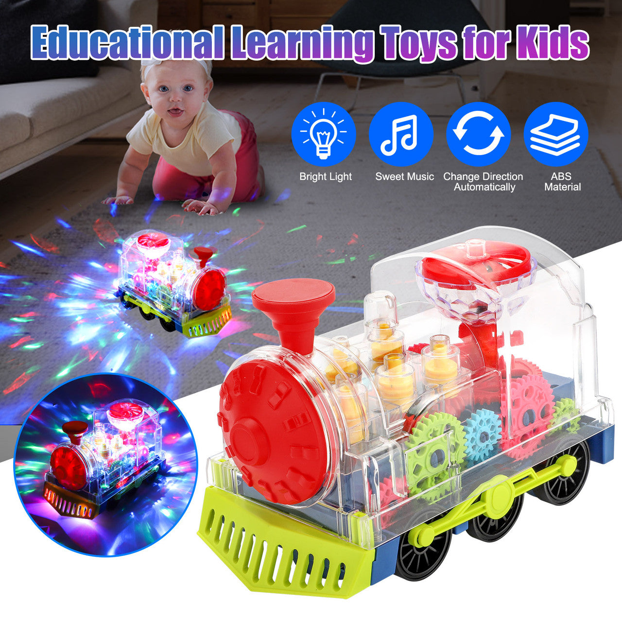 Electric Train Baby Toys - Musical Toys with Electronic Light & Sound Music Early Educational Train Set for Boys Girls Infant Birthday