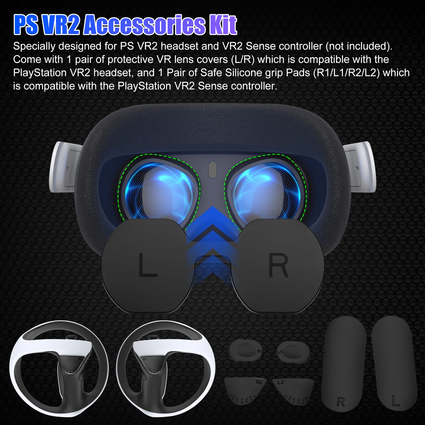 Silicone Protective Cover Set for PSVR2 Handle Controller Glasses Anti-Slip Pad