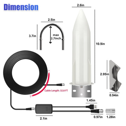 6000 Miles Long Range Digital TV Antenna - Waterproof Outdoor HDTV Amplified 4K 1080P for RVs, camping, outdoor adventures, outdoor and indoor use