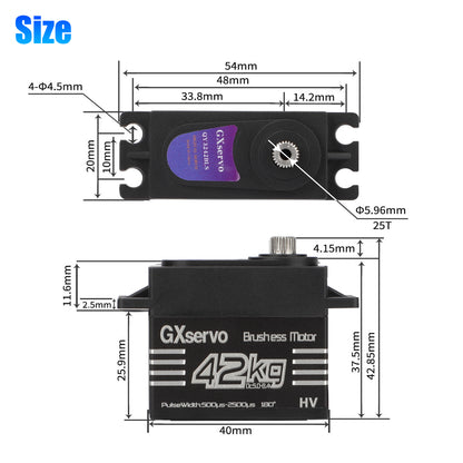 High Torque Waterproof RC Digital Servo - 42kg/cm,Brushless Motor, Precise Control, for 1/8, 1/10 trucks, RC cars, boats, and more