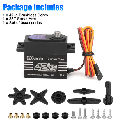 High Torque Waterproof RC Digital Servo - 42kg/cm,Brushless Motor, Precise Control, for 1/8, 1/10 trucks, RC cars, boats, and more