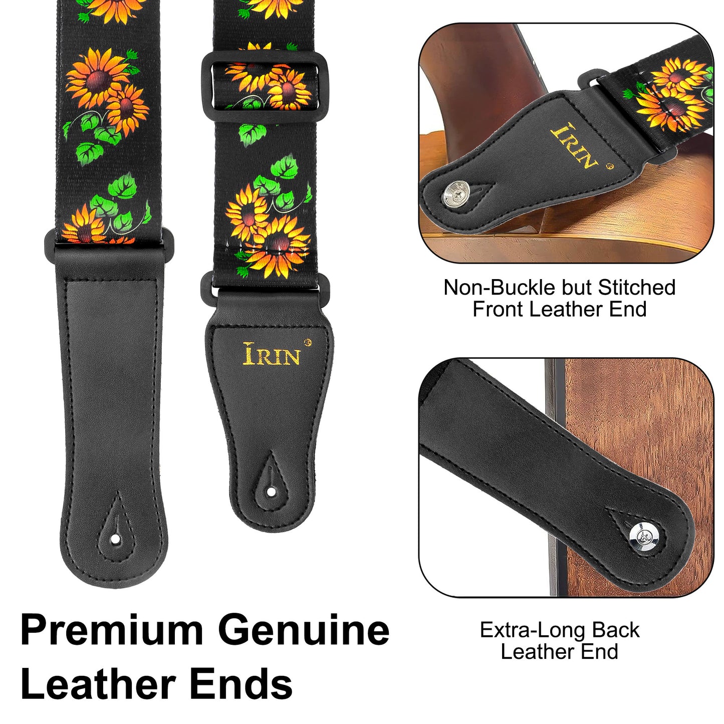 Sunflower Guitar Strap - Easy Installation, Perfect Musician Gift