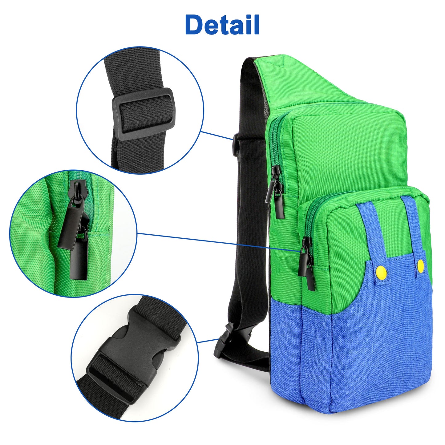 Shoulder Crossbody Storage Bag - For Nintendo Switch/Lite/OLED/Steam Deck Portable Travel Chest Bags,Large Capacity, Anti-Shock Protection, Fashionable Design, Ideal for Travelers and Gamers(Green & Blue)