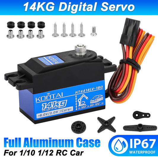 High Precision 14KG Waterproof Digital RC Servo - Low Profile, High Torque Metal Gear Motor for 1/10 1/12 Scale Vehicles & Robotics